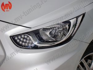 Реснички на фары Hyundai Solaris(2010-2013) var №1